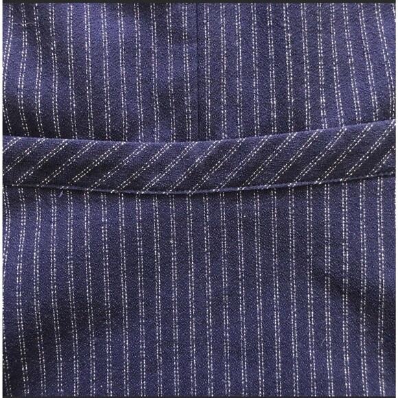 Banana Republic Navy Blue Stripe Sadie High Neck Peplum Top Camisole Tank 2 - Picture 2 of 9